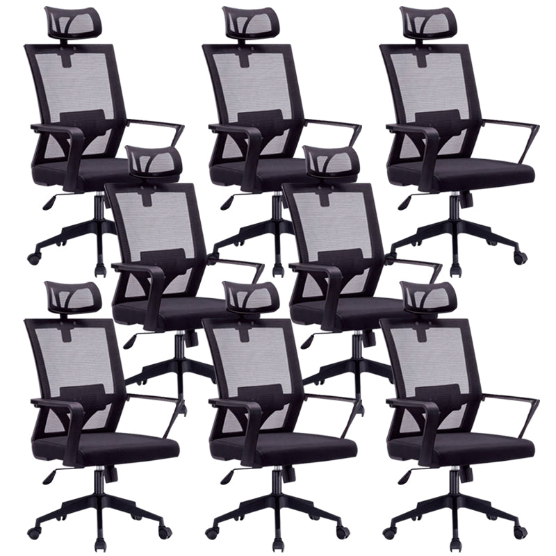 Modern Arms Included Chair High-Back Mesh Desk Chair with Pillow