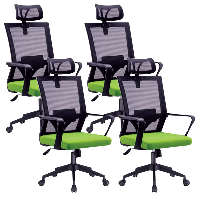 Modern Arms Included Chair High-Back Mesh Desk Chair with Pillow