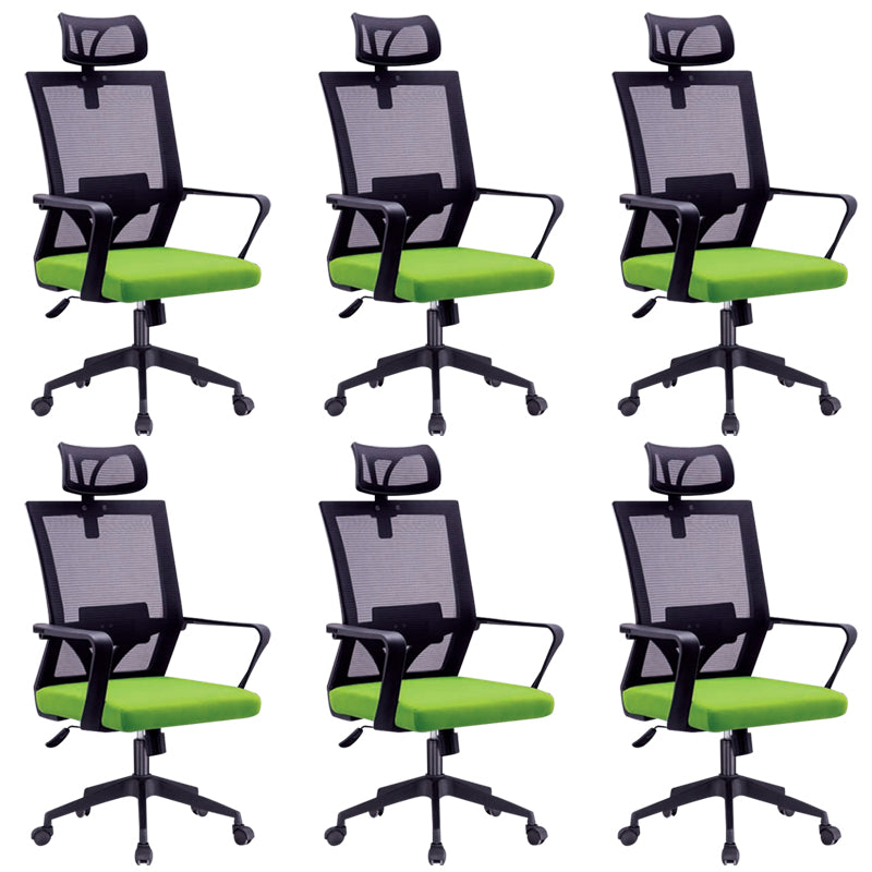 Modern Arms Included Chair High-Back Mesh Desk Chair with Pillow