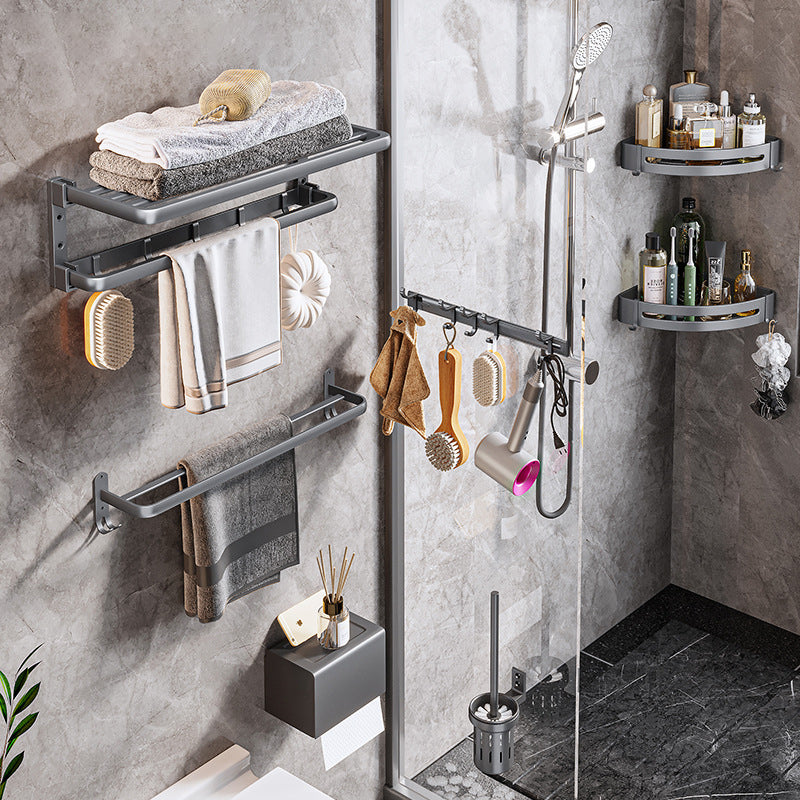 Modern Bathroom Accessories Hardware Set Grey Towel Bar Bath Shelf Bath Hardware Set