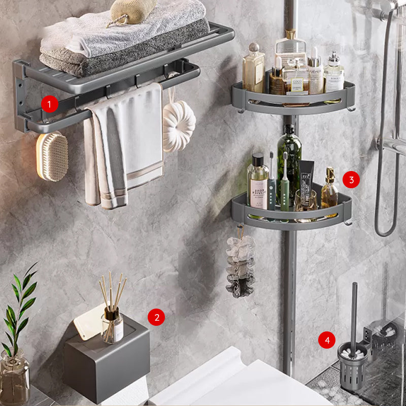 Modern Bathroom Accessories Hardware Set Grey Towel Bar Bath Shelf Bath Hardware Set