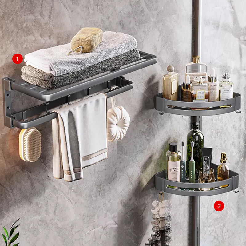 Modern Bathroom Accessories Hardware Set Grey Towel Bar Bath Shelf Bath Hardware Set