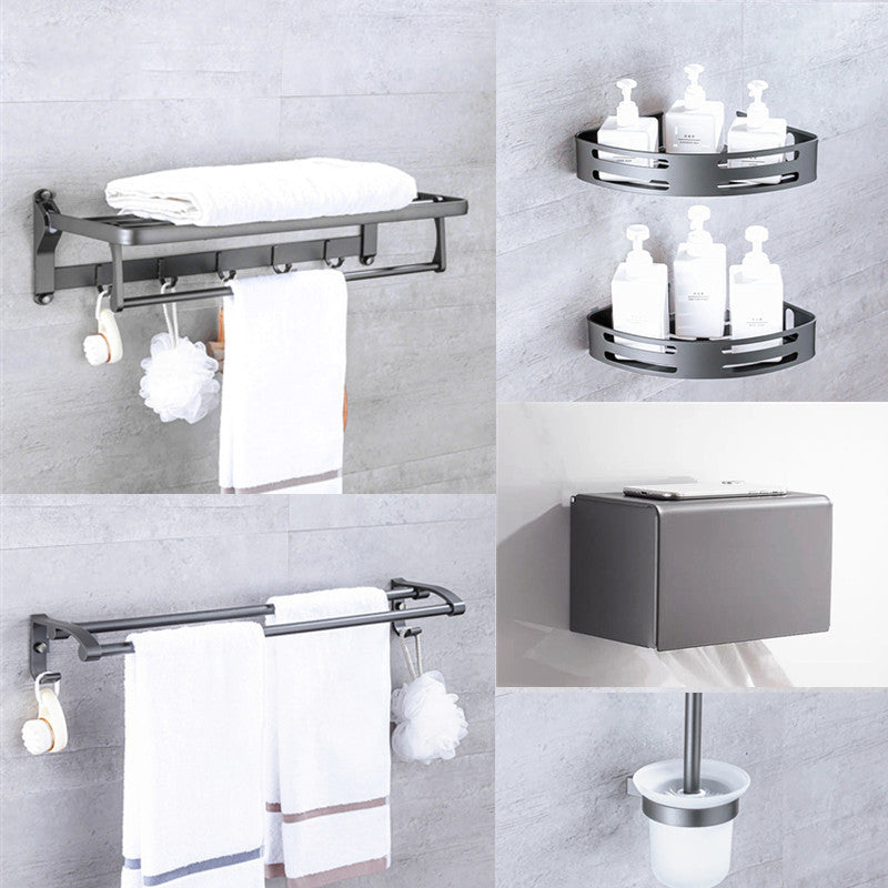 Matte Gray Bathroom Accessory Set Bath Shelf/Towel Bar & Paper Holder Included