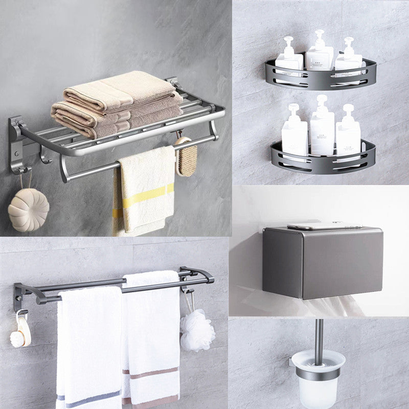 Matte Gray Bathroom Accessory Set Bath Shelf/Towel Bar & Paper Holder Included