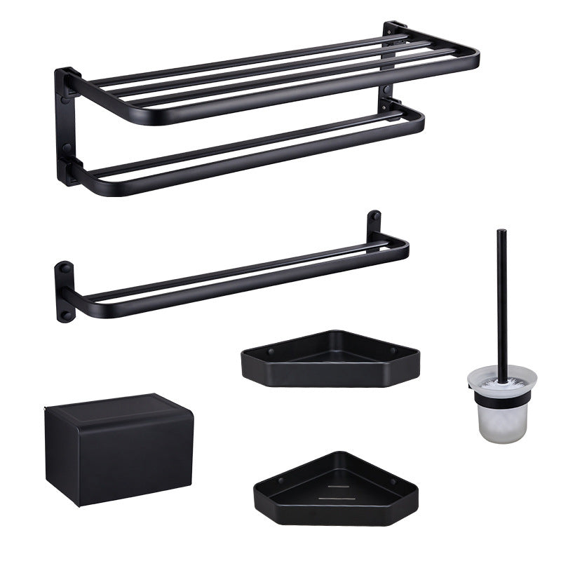 Modern Bathroom Accessory Set Matte Black/Gray Bath Shelf/Towel Bar & Paper Holder