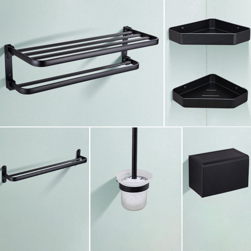 Modern Bathroom Accessory Set Matte Black/Gray Bath Shelf/Towel Bar & Paper Holder