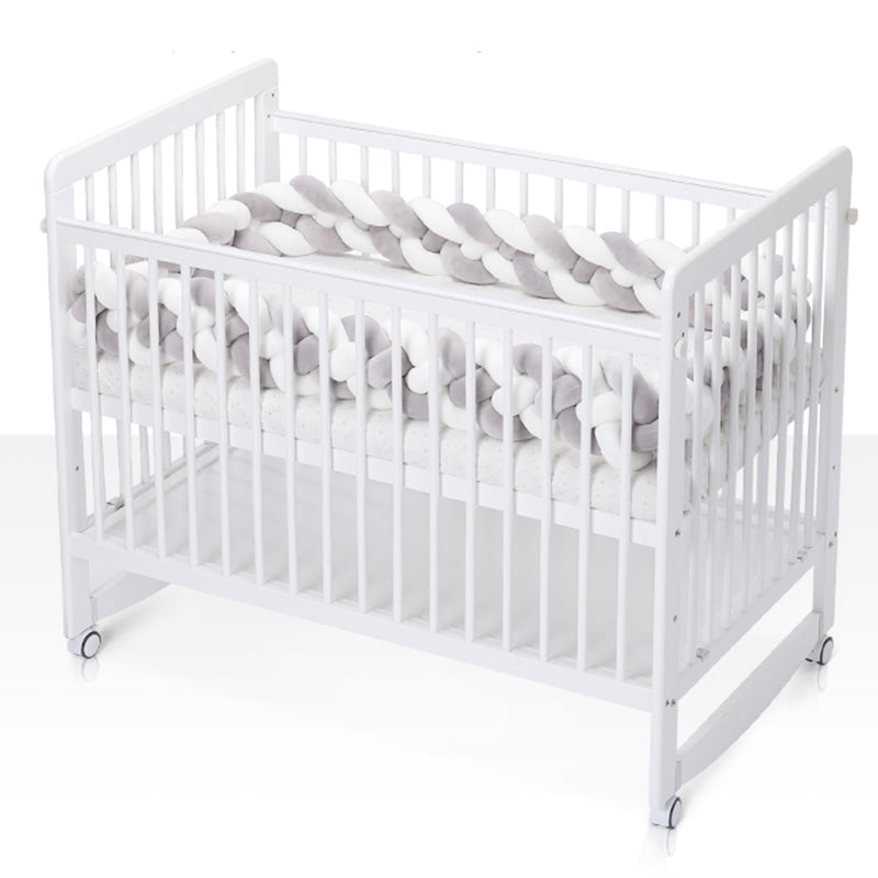 Contemporary Wood Nursery Bed in White with Wheels and Storage