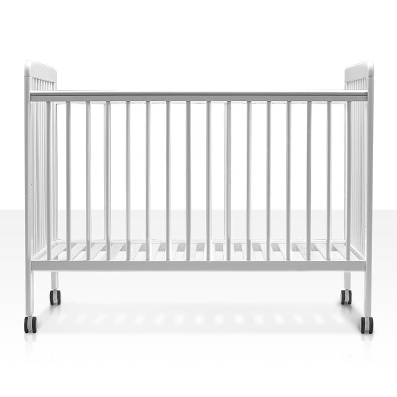 Contemporary Wood Nursery Bed in White with Wheels and Storage