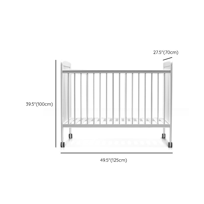 Contemporary Wood Nursery Bed in White with Wheels and Storage