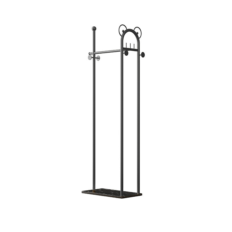 Contemporary Coat Rack Metal Frame Coat Hanger with Basket Storage