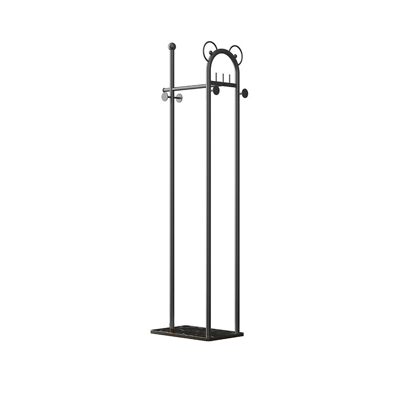 Contemporary Coat Rack Metal Frame Coat Hanger with Basket Storage