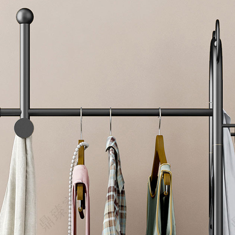 Contemporary Coat Rack Metal Frame Coat Hanger with Basket Storage