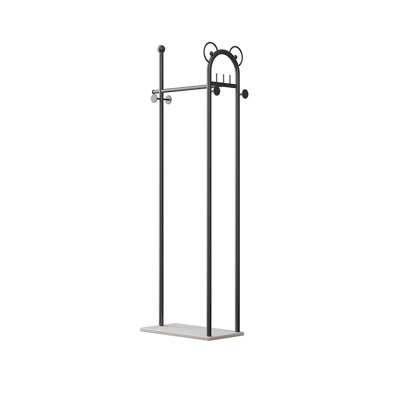 Contemporary Coat Rack Metal Frame Coat Hanger with Basket Storage