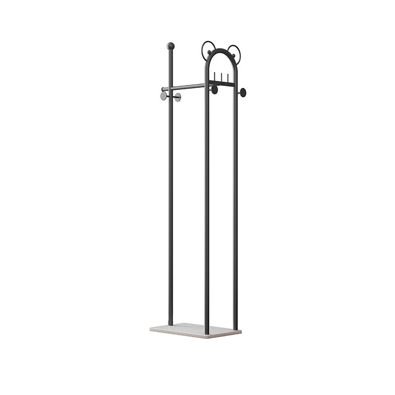 Contemporary Coat Rack Metal Frame Coat Hanger with Basket Storage