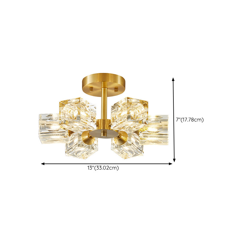 3/4/5/6-Light Golden Flush Mount Lighting Modern Style Crystal Shaded Ceiling Light