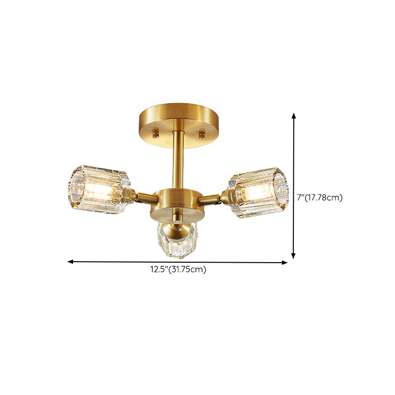 3/4/5/6-Light Golden Flush Mount Lighting Modern Style Crystal Shaded Ceiling Light