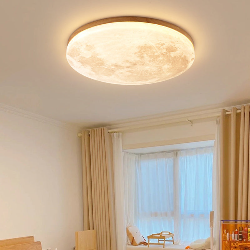 Japanese Style Wooden Ceiling Light Round Shape Ceiling Lamp for Living Room