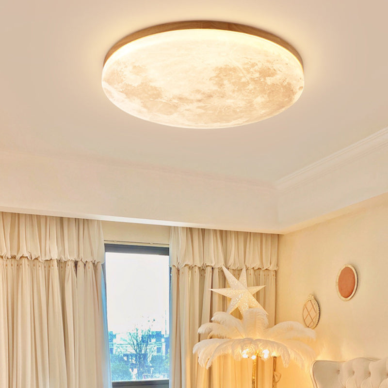 Japanese Style Wooden Ceiling Light Round Shape Ceiling Lamp for Living Room