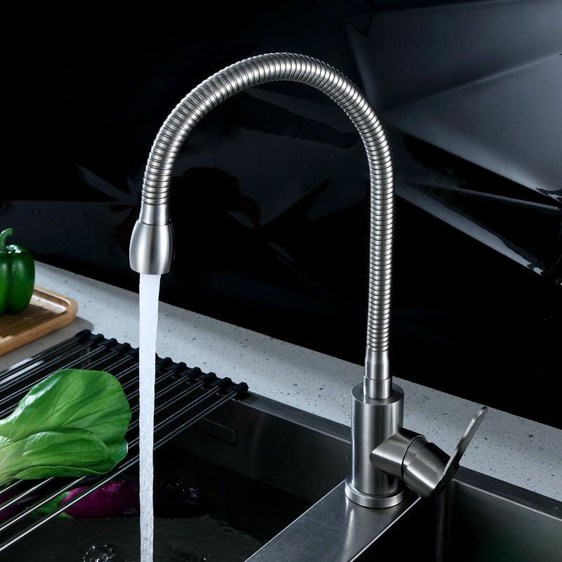 Modern Pot Filler 304 Stainless Steel Pre-rinse Spring Spout Kitchen Sink Faucet