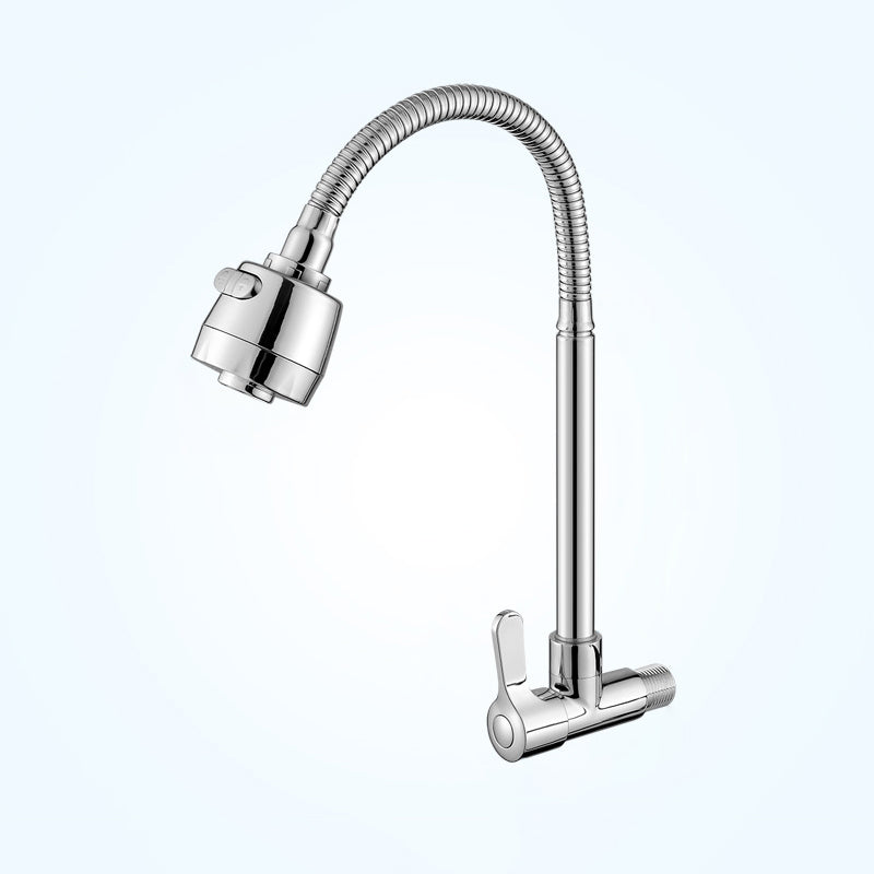 Contemporary Single Handle Kitchen Faucet Pull-down  Wall-mounted Faucet in Chrome