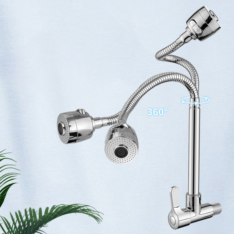 Contemporary Single Handle Kitchen Faucet Pull-down  Wall-mounted Faucet in Chrome