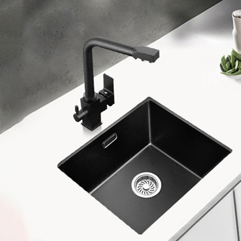 Black Undermount Kitchen Sink Single Bowl Quartz Sink with Faucet