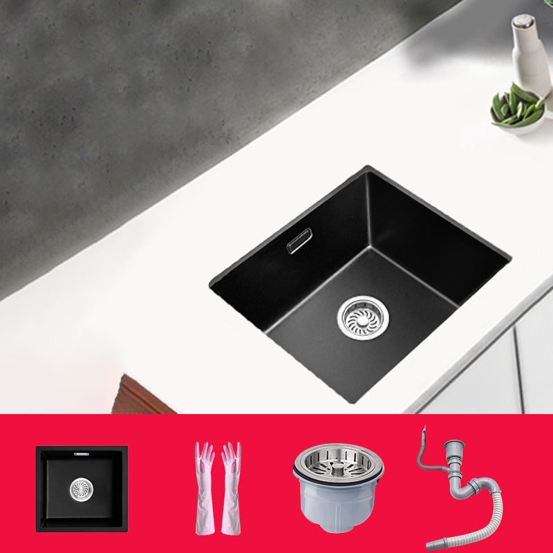 Black Undermount Kitchen Sink Single Bowl Quartz Sink with Faucet