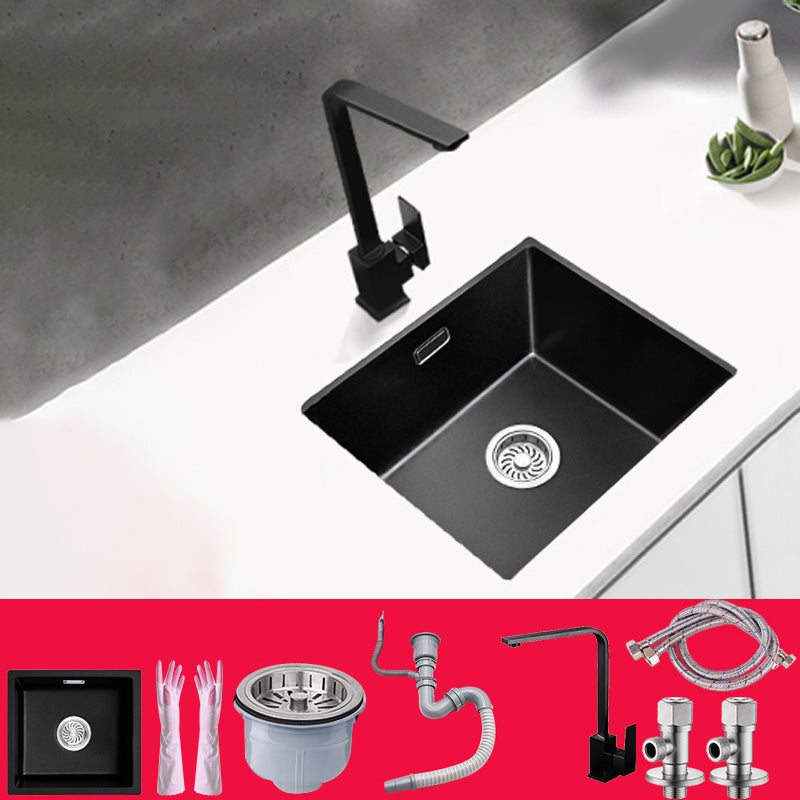 Black Undermount Kitchen Sink Single Bowl Quartz Sink with Faucet