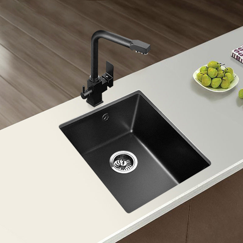 Black Undermount Kitchen Sink Single Bowl Quartz Sink with Faucet