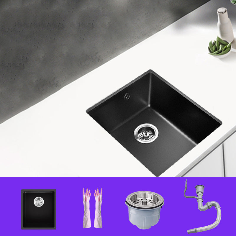 Black Undermount Kitchen Sink Single Bowl Quartz Sink with Faucet