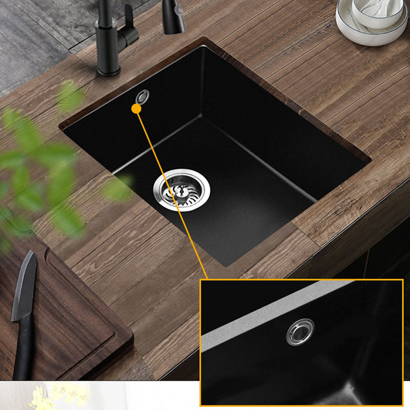 Black Undermount Kitchen Sink Single Bowl Quartz Sink with Faucet