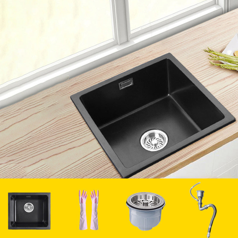 Black Undermount Kitchen Sink Single Bowl Quartz Sink with Faucet