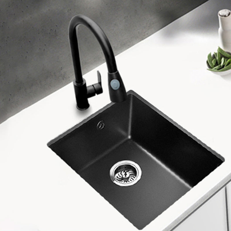 Black Undermount Kitchen Sink Single Bowl Quartz Sink with Faucet