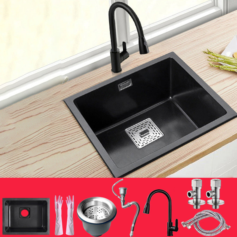 Black Undermount Kitchen Sink Single Bowl Quartz Sink with Faucet