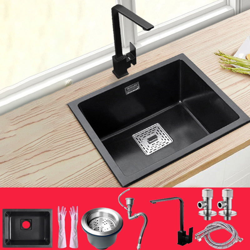 Black Undermount Kitchen Sink Single Bowl Quartz Sink with Faucet