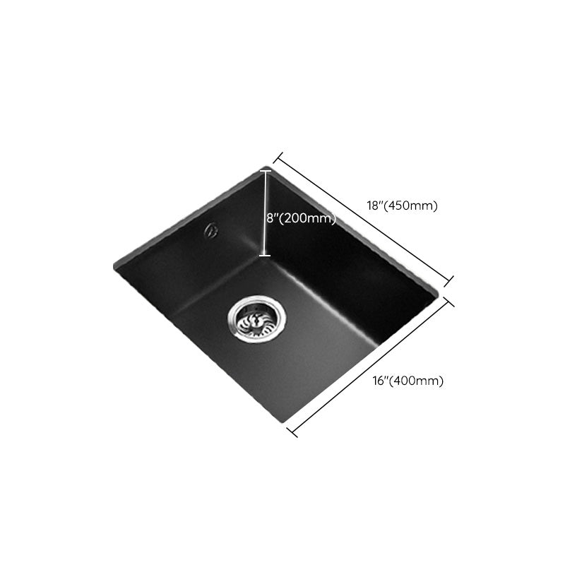 Black Undermount Kitchen Sink Single Bowl Quartz Sink with Faucet