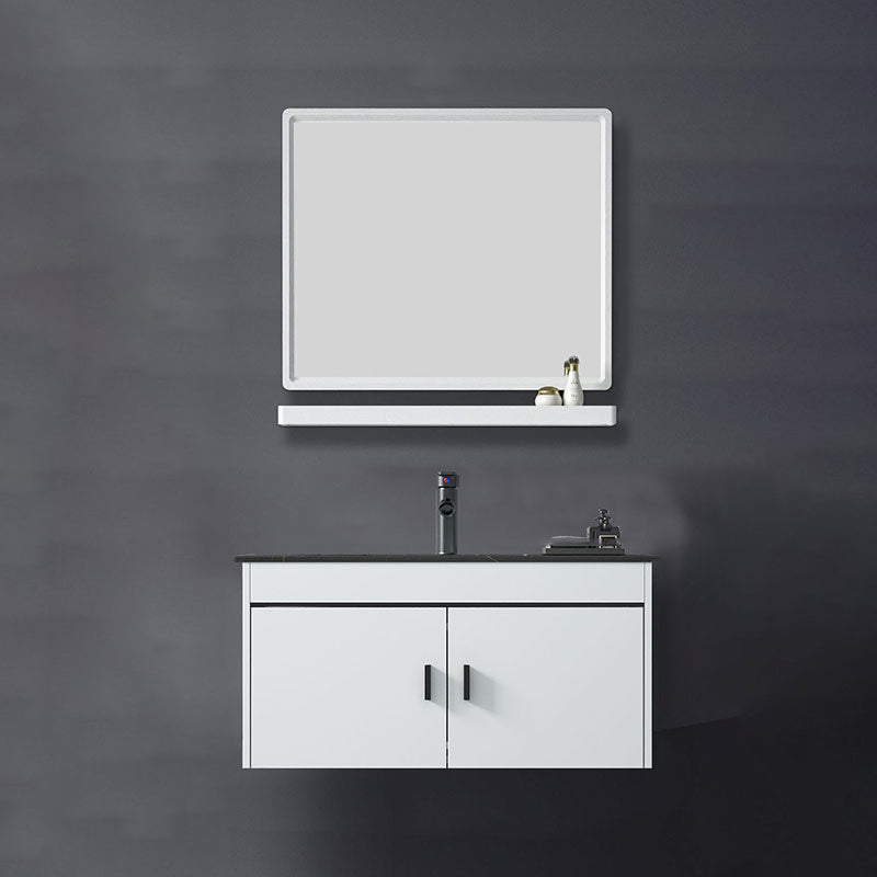 Contemporary Sink Vanity Solid Color Mirror Cabinet Space Saver Vanity for Bathroom