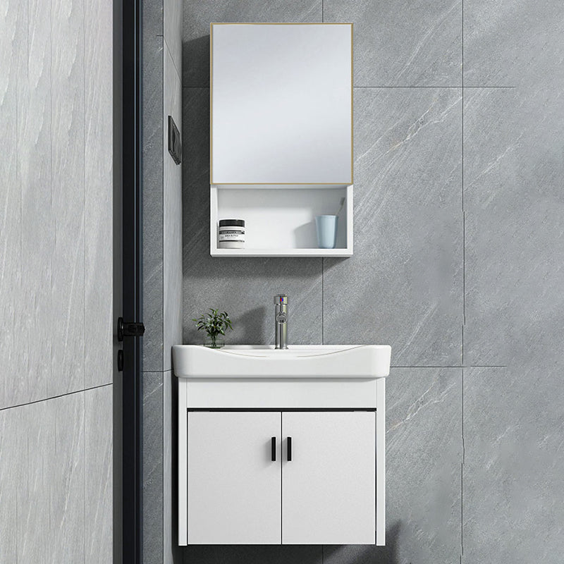 Contemporary Sink Vanity Solid Color Mirror Cabinet Space Saver Vanity for Bathroom