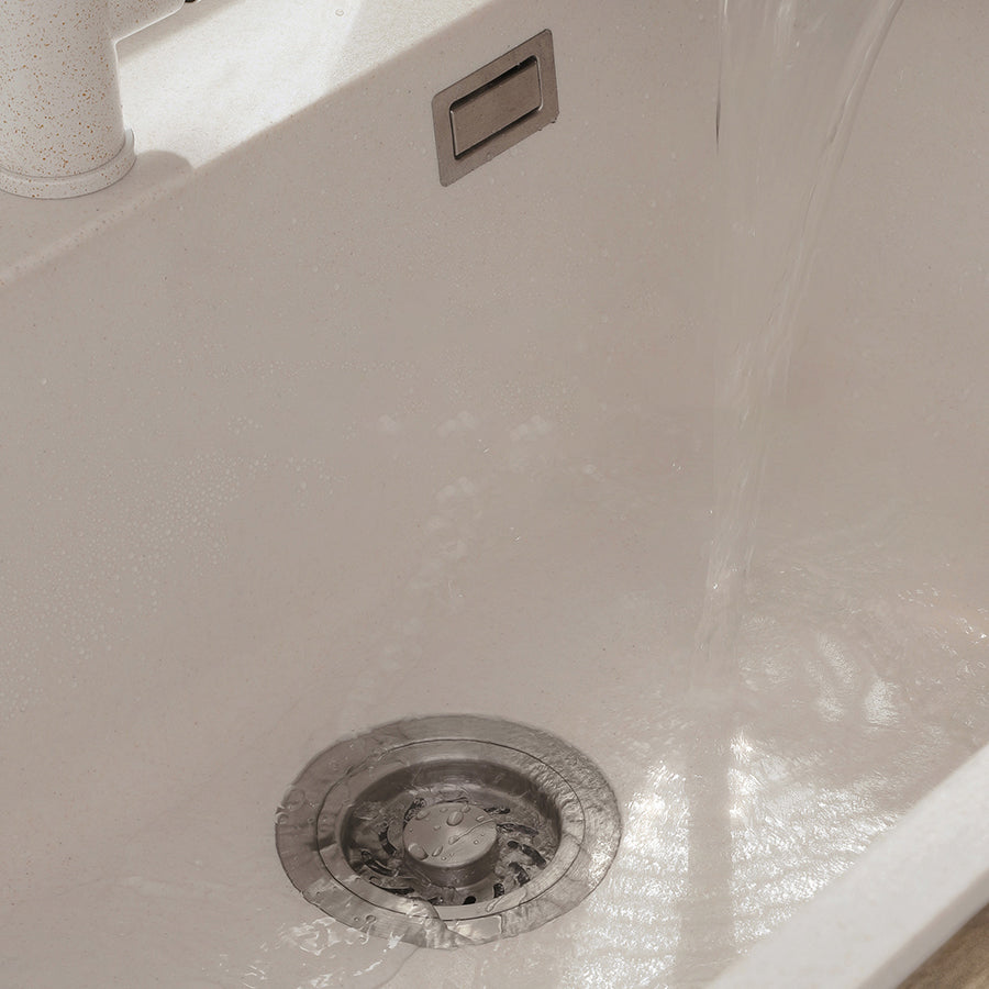 White Quartz Kitchen Sink Single Bowl Sink with Basket Strainer