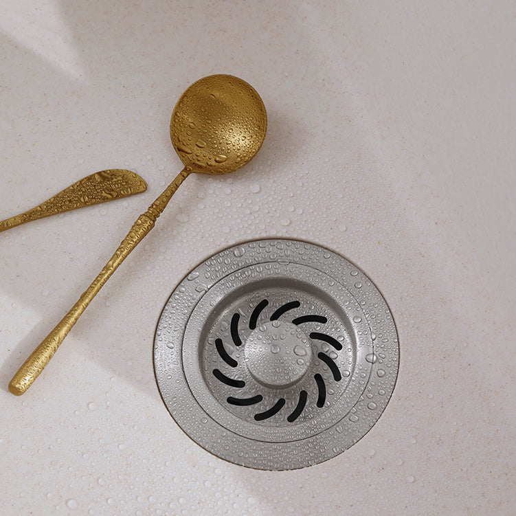 White Quartz Kitchen Sink Single Bowl Sink with Basket Strainer