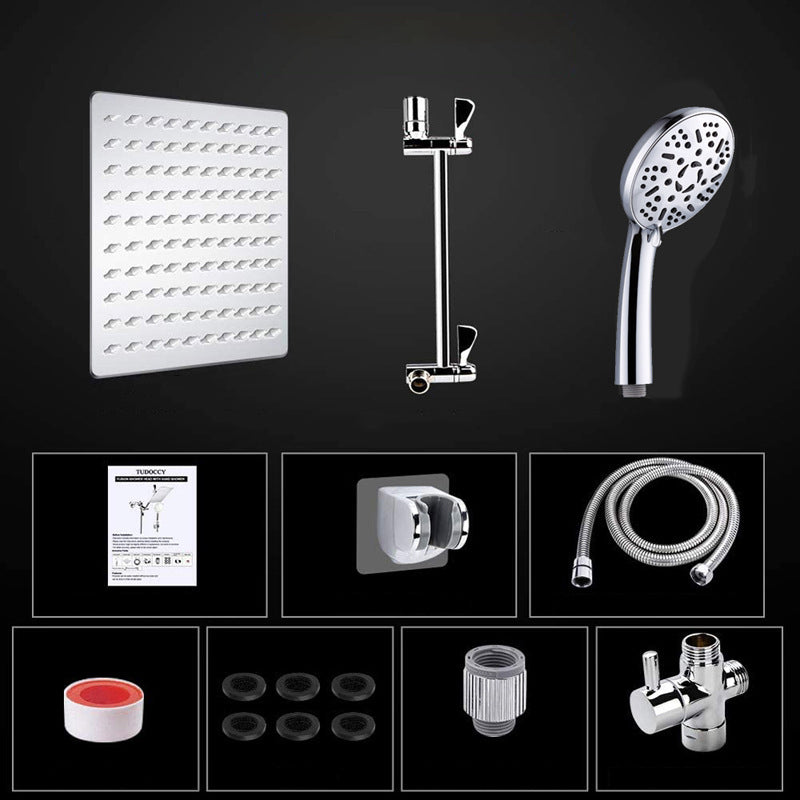 Modern Style Dual Shower Head 9-Spray Silver Wall-Mount Showerhead