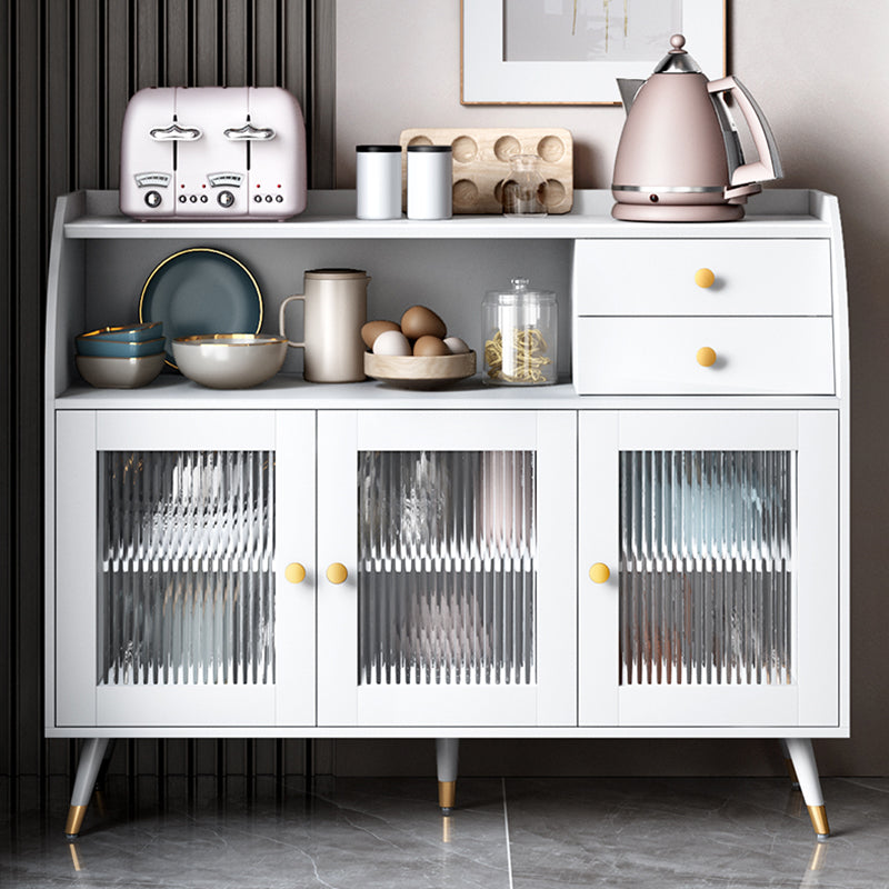 Glam Style Buffet Table Wood Side Board with Cabinets and Drawers