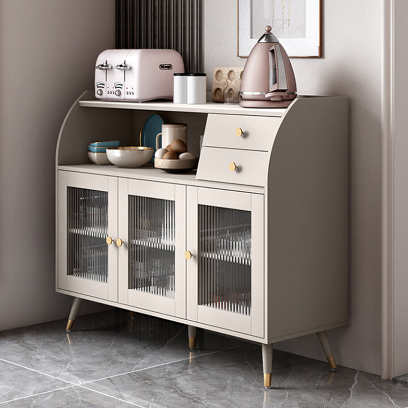 Glam Style Buffet Table Wood Side Board with Cabinets and Drawers