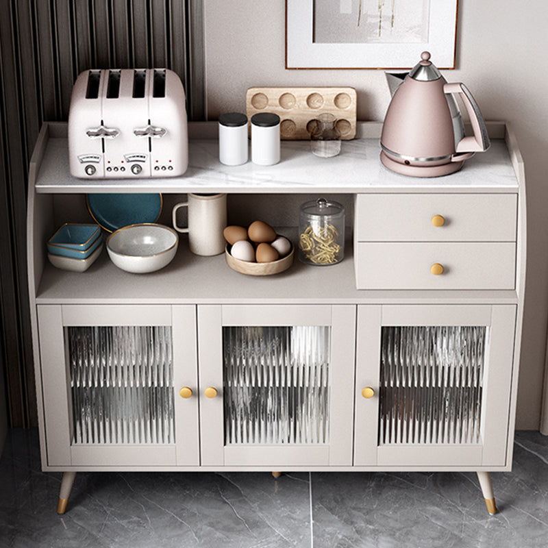 Glam Style Buffet Table Wood Side Board with Cabinets and Drawers