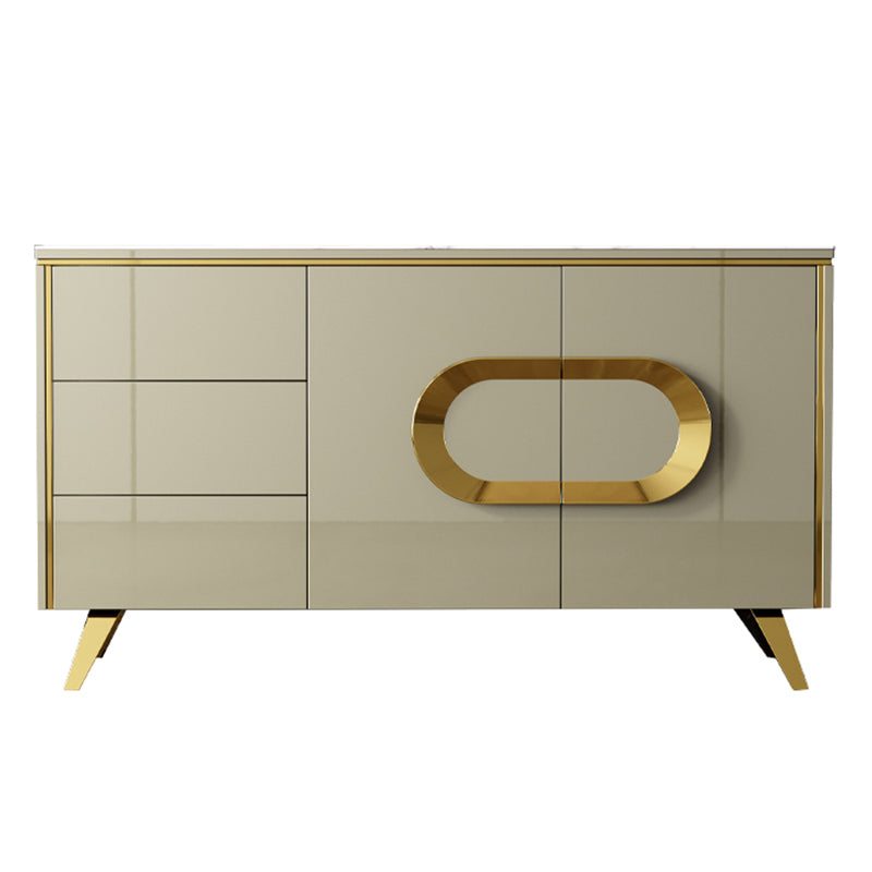 Modern Style Buffet Table Stone Side Board with Drawers and Cabinets