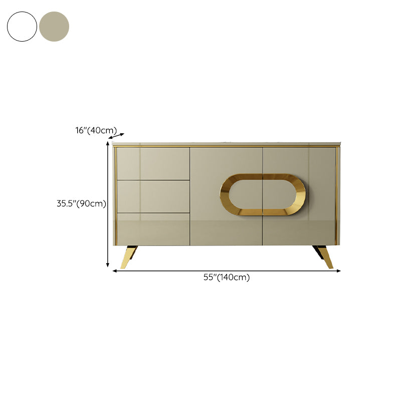 Modern Style Buffet Table Stone Side Board with Drawers and Cabinets