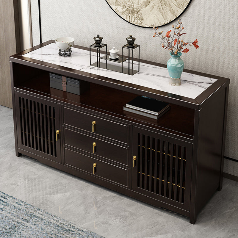 Modern Style Buffet Table Stone 34.7-inch Side Board with Cabinets and Drawers