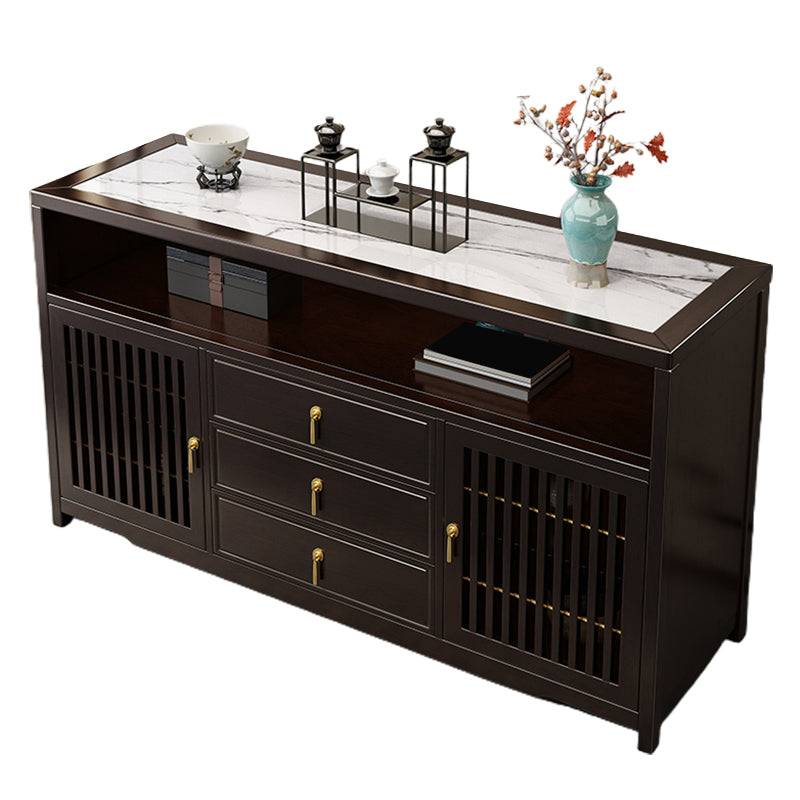 Modern Style Buffet Table Stone 34.7-inch Side Board with Cabinets and Drawers