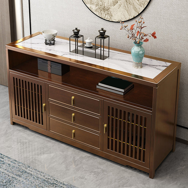 Modern Style Buffet Table Stone 34.7-inch Side Board with Cabinets and Drawers