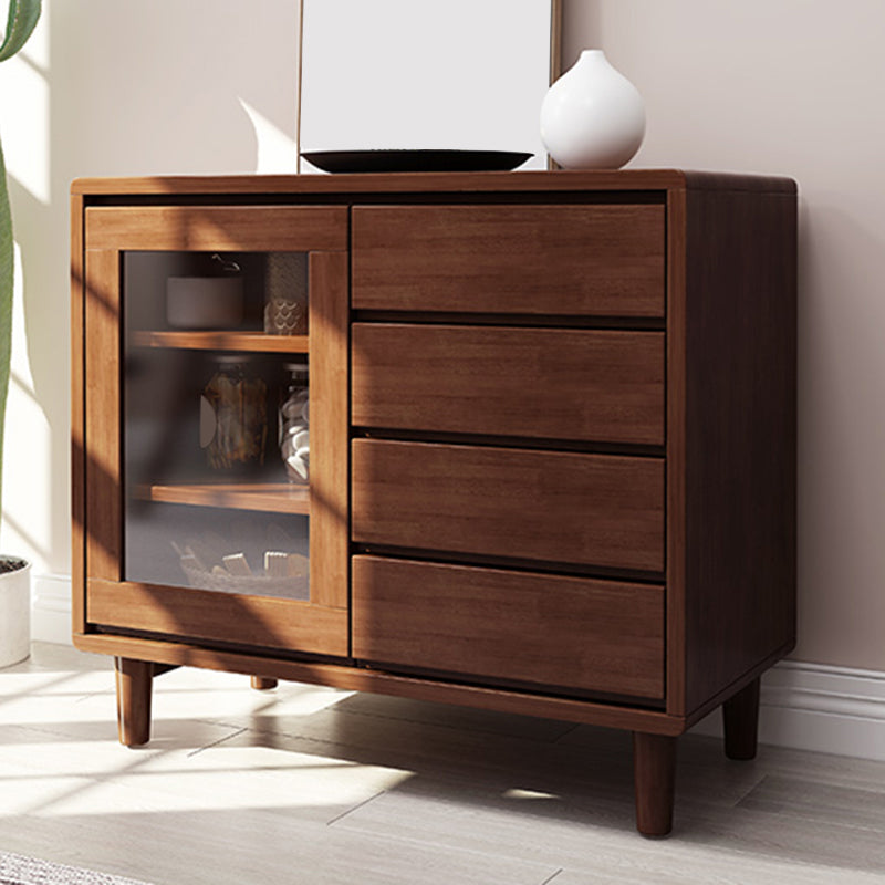 Modern Buffet Table Solid Wood 31.5-inch Side Board with Cabinet and Drawers